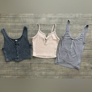 Ribbed Tank Shirt Bundle Grey Tan Women’s XS-Small (AE / Wild Fable / Bozzolo)